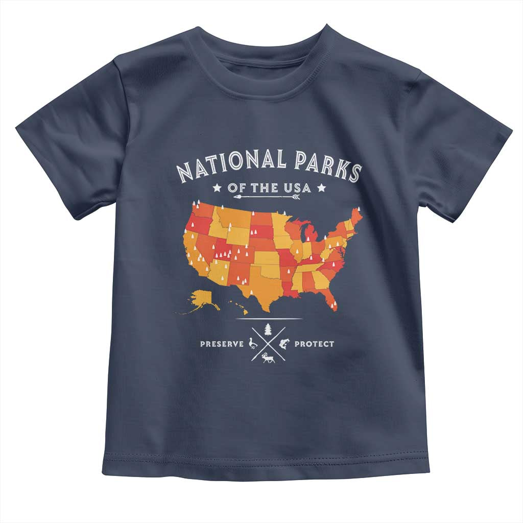 Protect Our National Parks Toddler T Shirt Of The Usa Map NPS