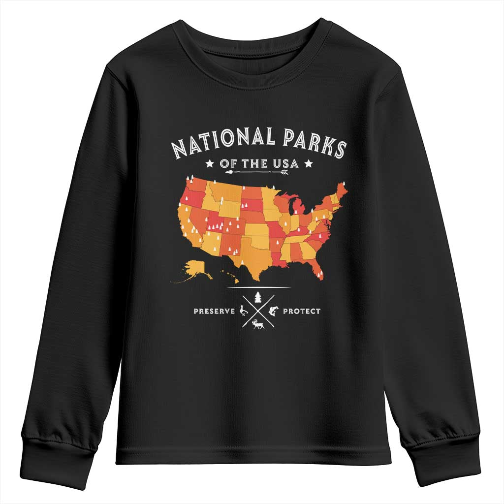 Protect Our National Parks Youth Sweatshirt Of The Usa Map NPS