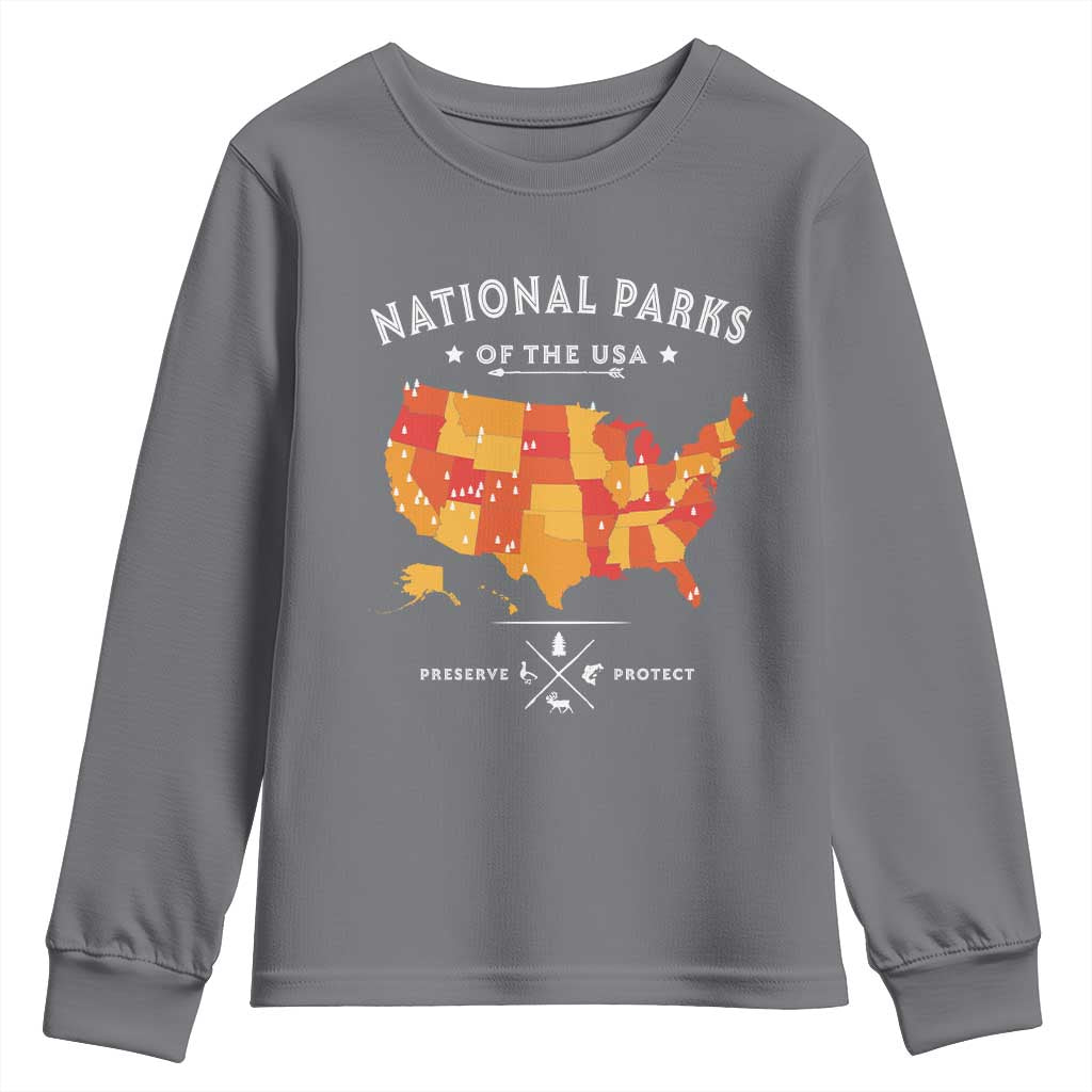Protect Our National Parks Youth Sweatshirt Of The Usa Map NPS