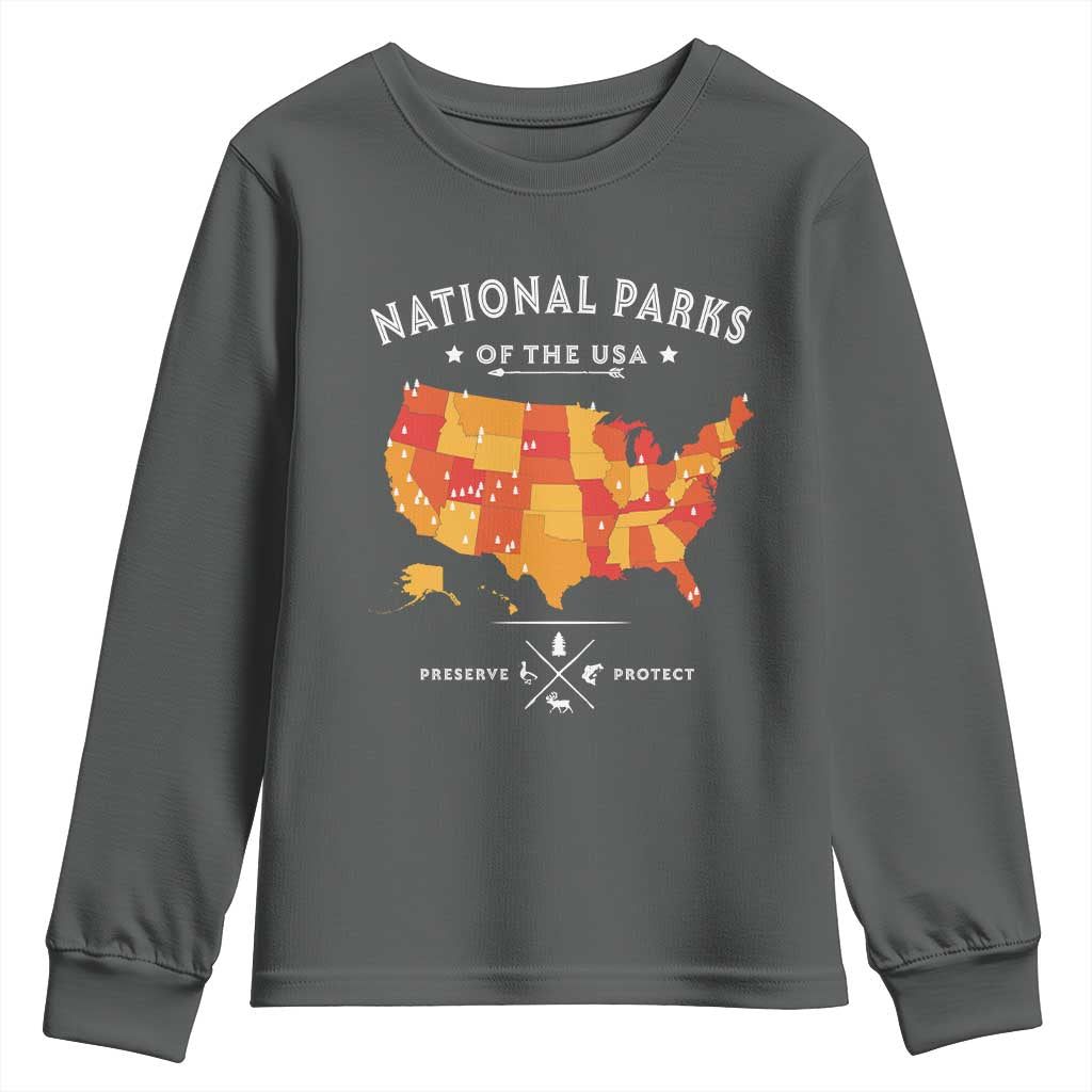 Protect Our National Parks Youth Sweatshirt Of The Usa Map NPS