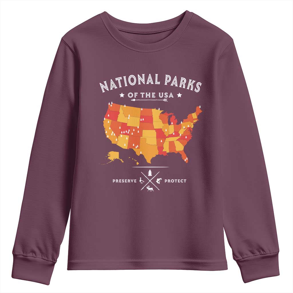 Protect Our National Parks Youth Sweatshirt Of The Usa Map NPS