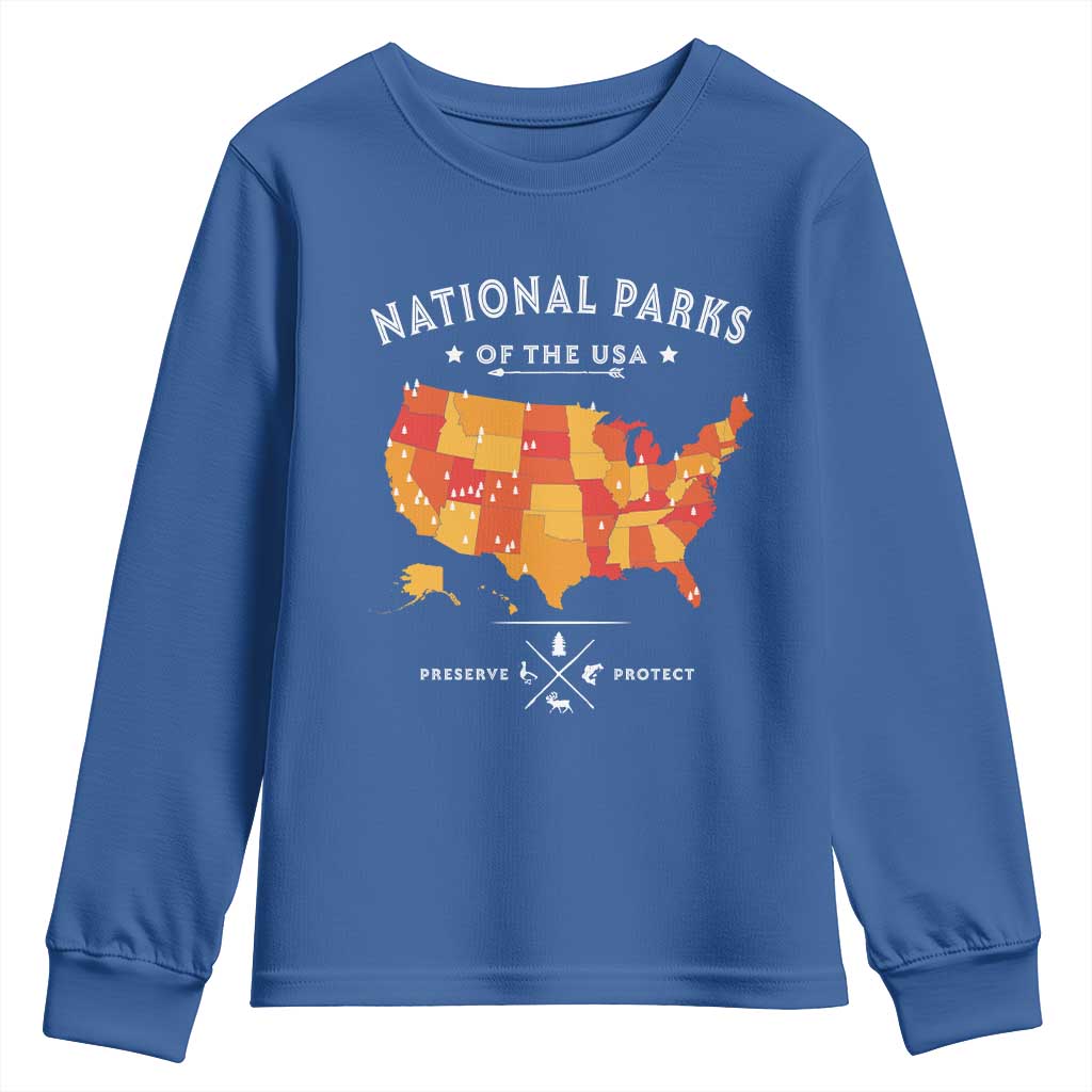 Protect Our National Parks Youth Sweatshirt Of The Usa Map NPS