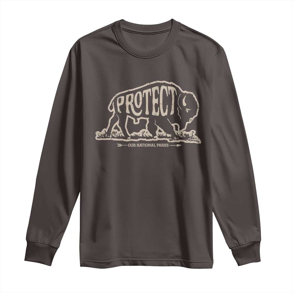 Protect Our National Parks Long Sleeve Shirt Bison Buffalo Vintage