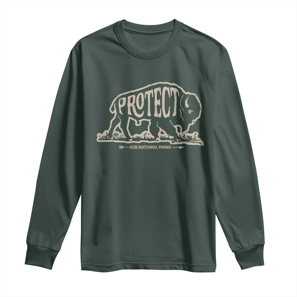 Protect Our National Parks Long Sleeve Shirt Bison Buffalo Vintage
