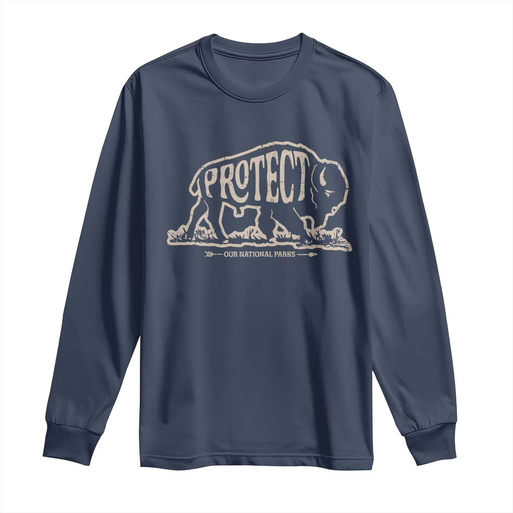 Protect Our National Parks Long Sleeve Shirt Bison Buffalo Vintage