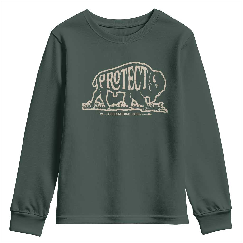Protect Our National Parks Youth Sweatshirt Bison Buffalo Vintage