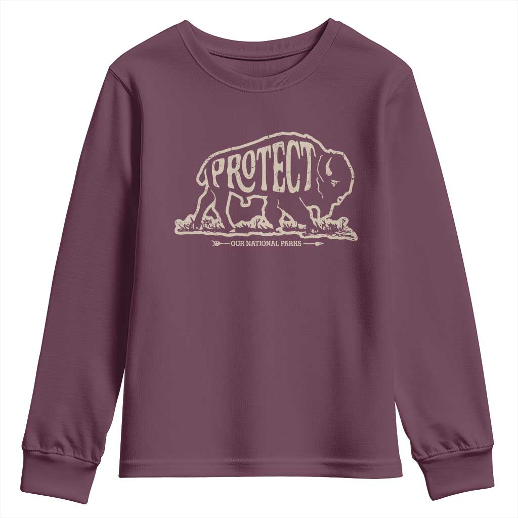 Protect Our National Parks Youth Sweatshirt Bison Buffalo Vintage