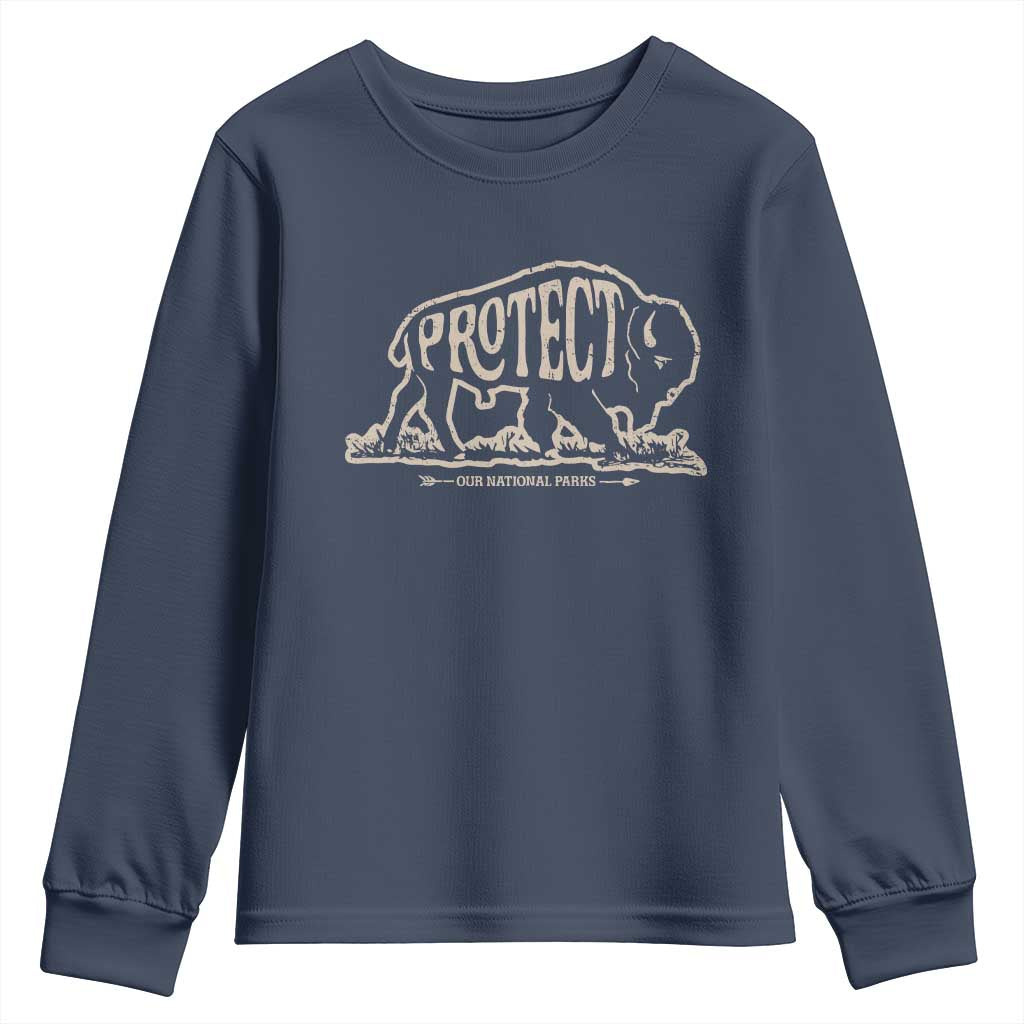 Protect Our National Parks Youth Sweatshirt Bison Buffalo Vintage
