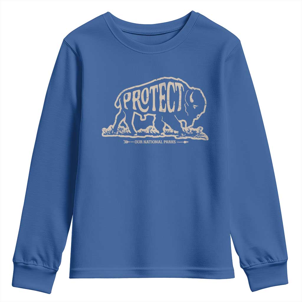 Protect Our National Parks Youth Sweatshirt Bison Buffalo Vintage