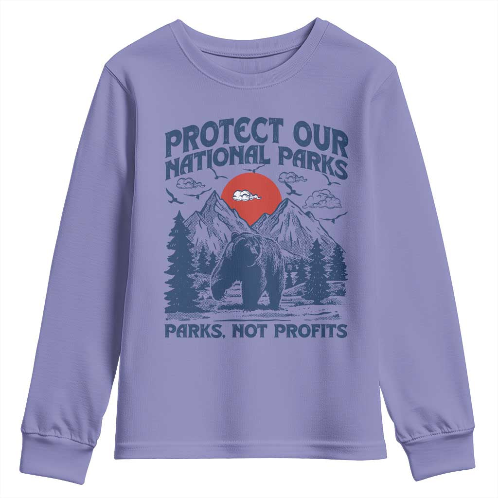 Protect Our National Parks Youth Sweatshirt Parks Not Profits Wildlife Forestcore