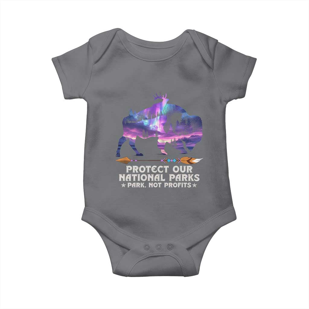 Protect Our National Parks Baby Onesie Bison Forest Starscape Aurora