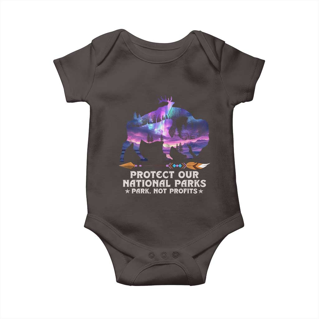 Protect Our National Parks Baby Onesie Bison Forest Starscape Aurora