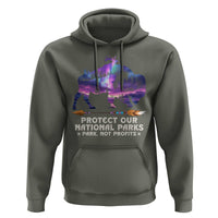 Protect Our National Parks Hoodie Bison Forest Starscape Aurora