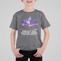 Protect Our National Parks T Shirt For Kid Bison Forest Starscape Aurora