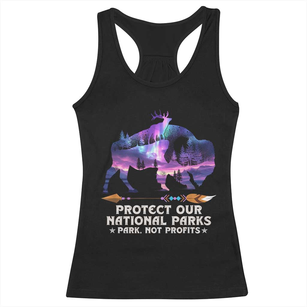 Protect Our National Parks Racerback Tank Top Bison Forest Starscape Aurora