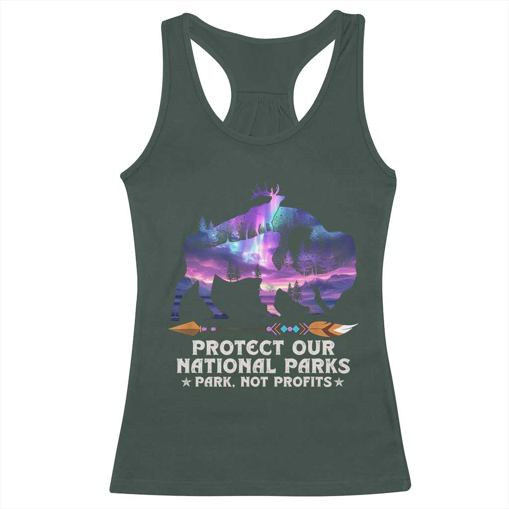 Protect Our National Parks Racerback Tank Top Bison Forest Starscape Aurora