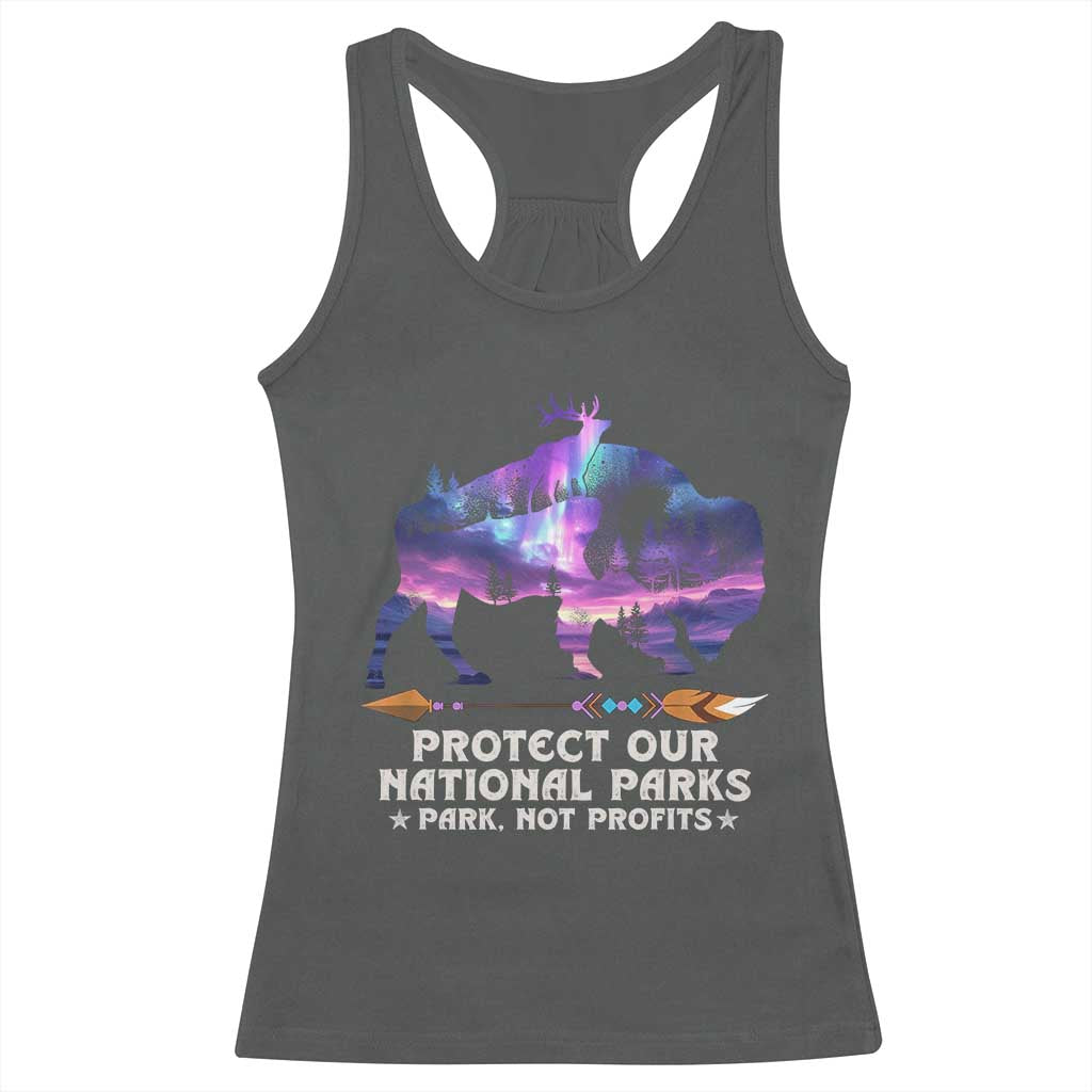 Protect Our National Parks Racerback Tank Top Bison Forest Starscape Aurora