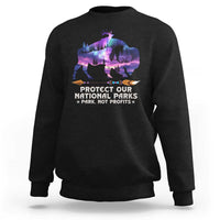 Protect Our National Parks Sweatshirt Bison Forest Starscape Aurora
