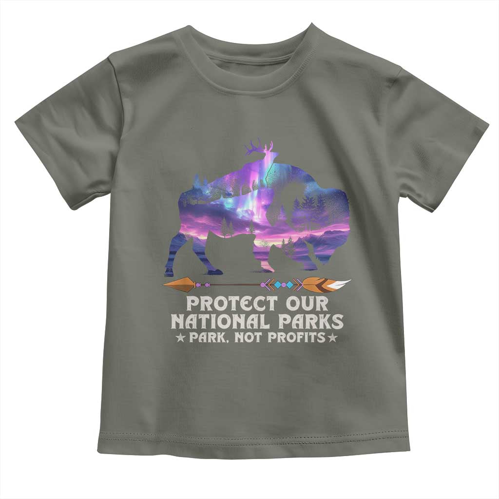 Protect Our National Parks Toddler T Shirt Bison Forest Starscape Aurora