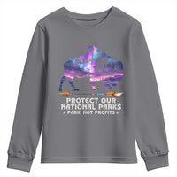 Protect Our National Parks Youth Sweatshirt Bison Forest Starscape Aurora