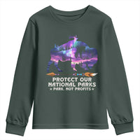 Protect Our National Parks Youth Sweatshirt Bison Forest Starscape Aurora