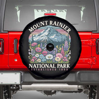 Mount Rainier National Park Spare Tire Cover Retro Vintage Wildflowers