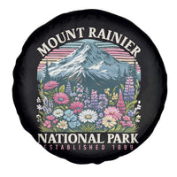 Mount Rainier National Park Spare Tire Cover Retro Vintage Wildflowers