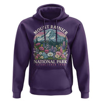 Mount Rainier National Park Hoodie Retro Vintage Wildflowers