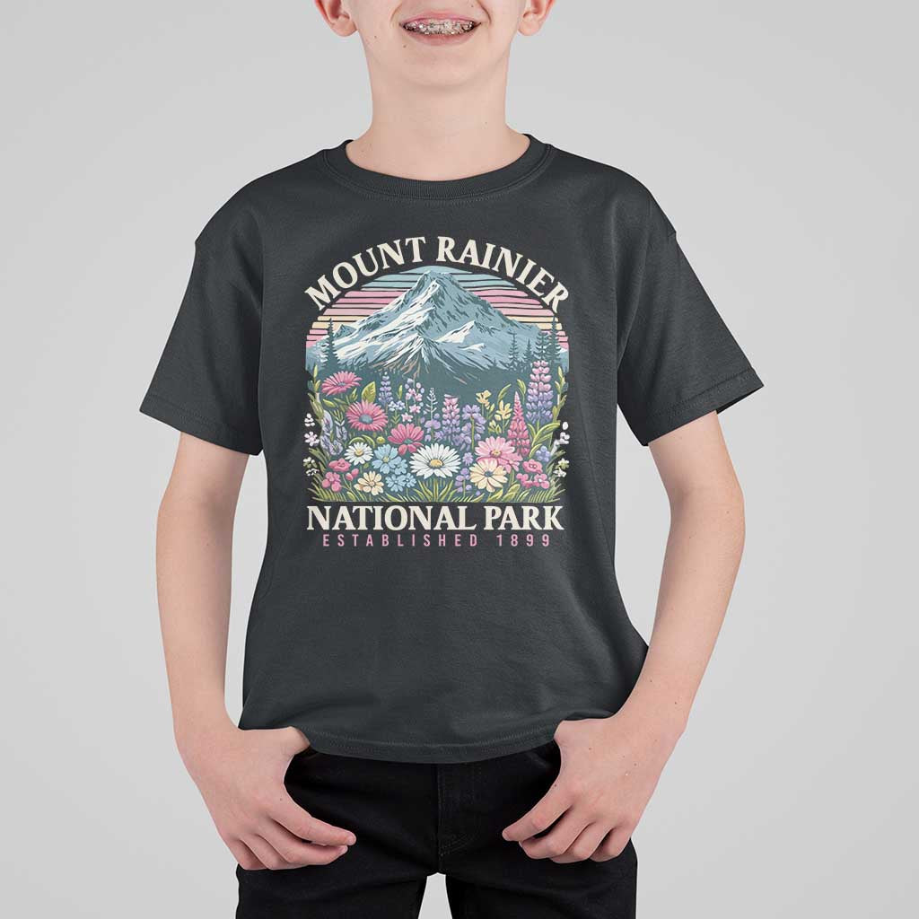 Mount Rainier National Park T Shirt For Kid Retro Vintage Wildflowers