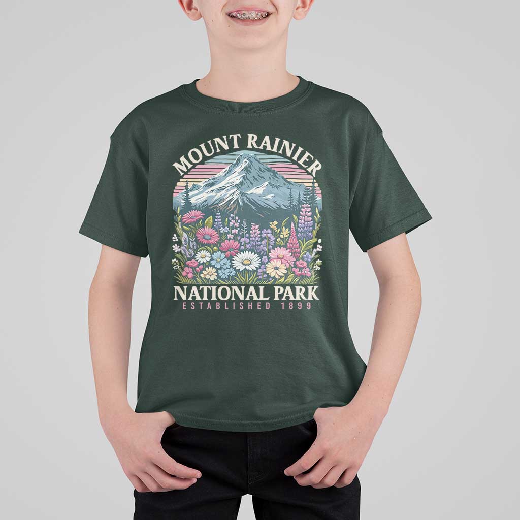 Mount Rainier National Park T Shirt For Kid Retro Vintage Wildflowers