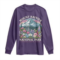 Mount Rainier National Park Long Sleeve Shirt Retro Vintage Wildflowers