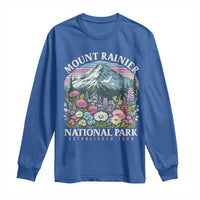Mount Rainier National Park Long Sleeve Shirt Retro Vintage Wildflowers