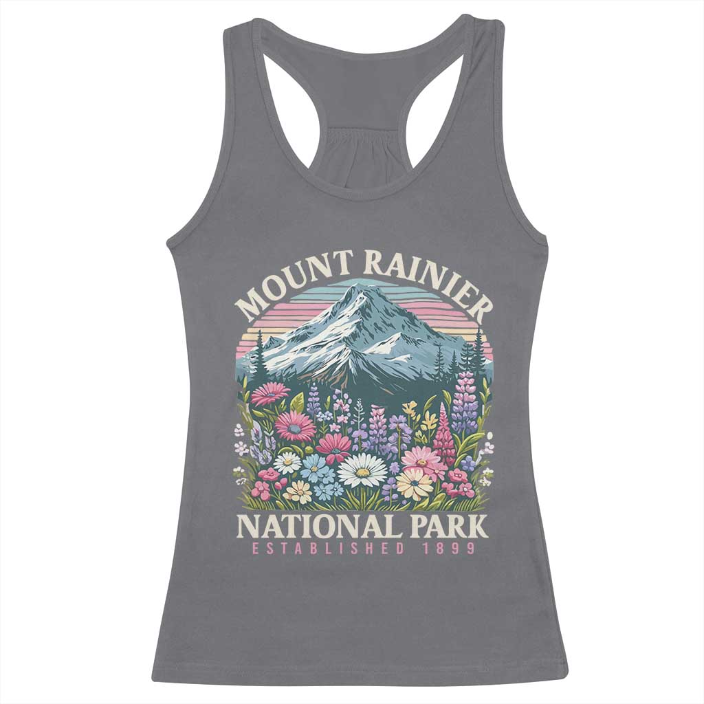 Mount Rainier National Park Racerback Tank Top Retro Vintage Wildflowers