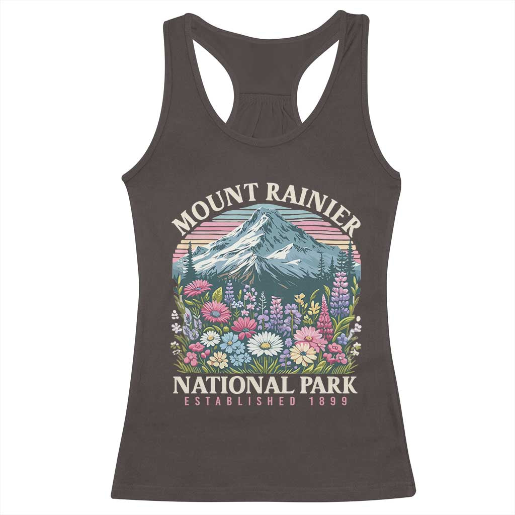 Mount Rainier National Park Racerback Tank Top Retro Vintage Wildflowers