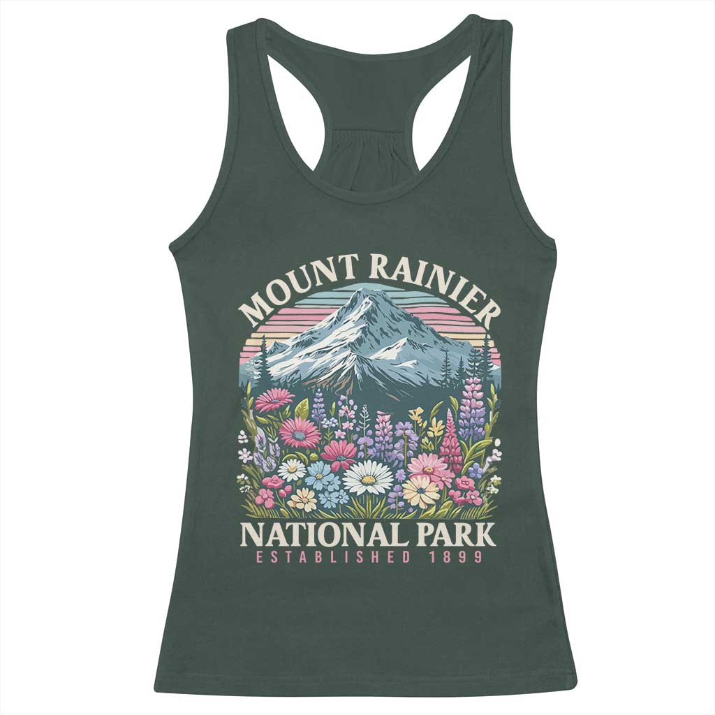 Mount Rainier National Park Racerback Tank Top Retro Vintage Wildflowers