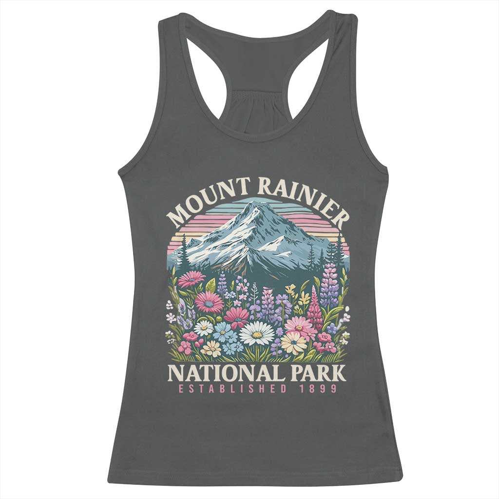 Mount Rainier National Park Racerback Tank Top Retro Vintage Wildflowers