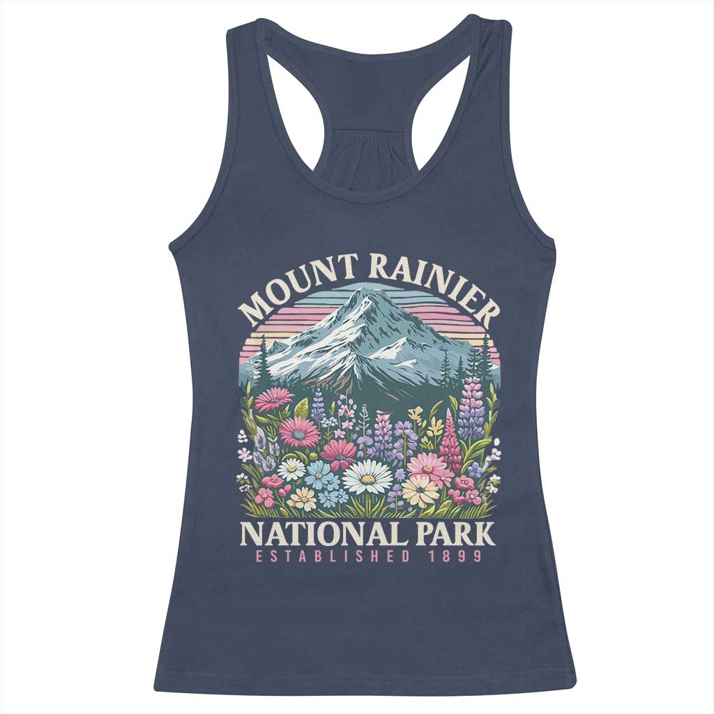 Mount Rainier National Park Racerback Tank Top Retro Vintage Wildflowers
