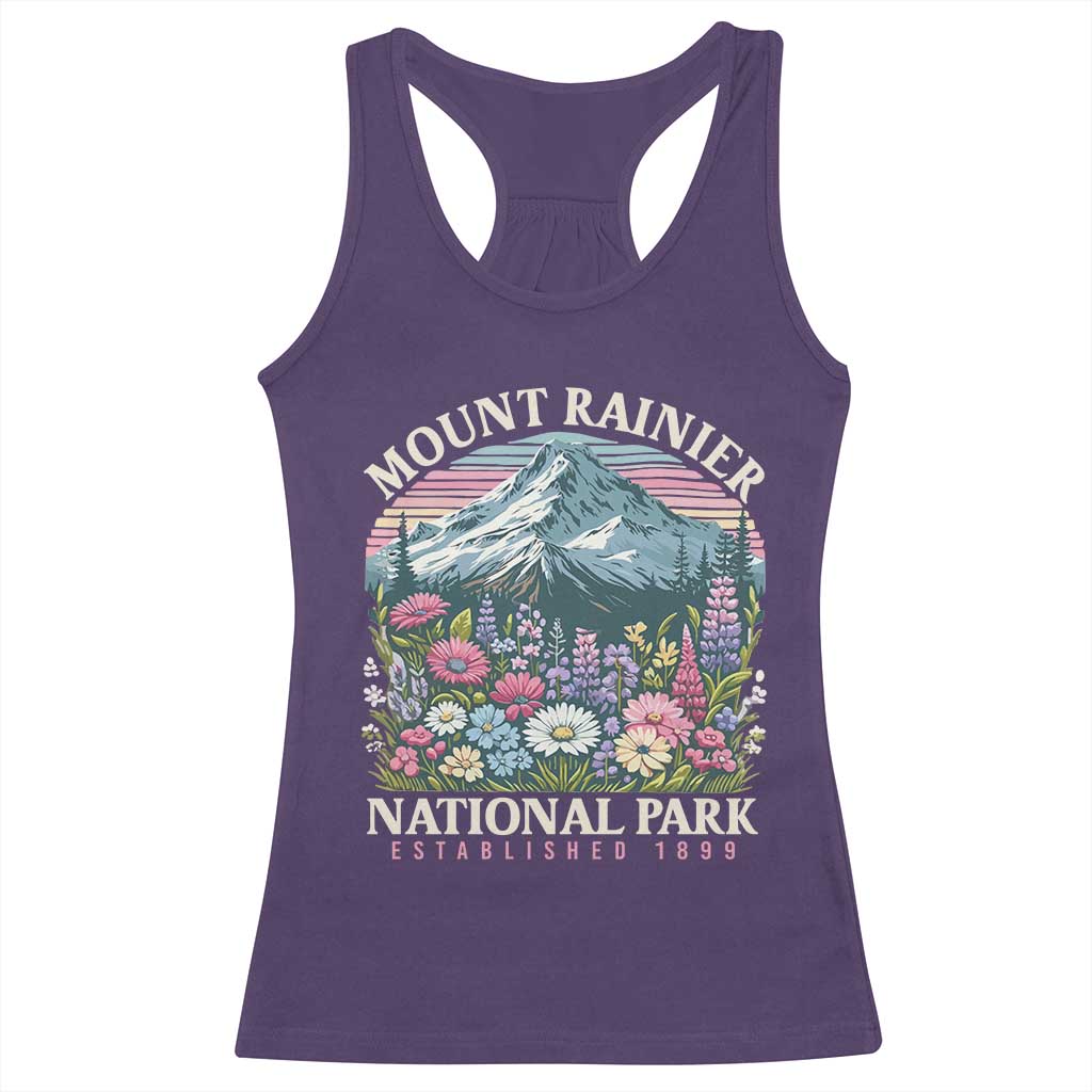 Mount Rainier National Park Racerback Tank Top Retro Vintage Wildflowers