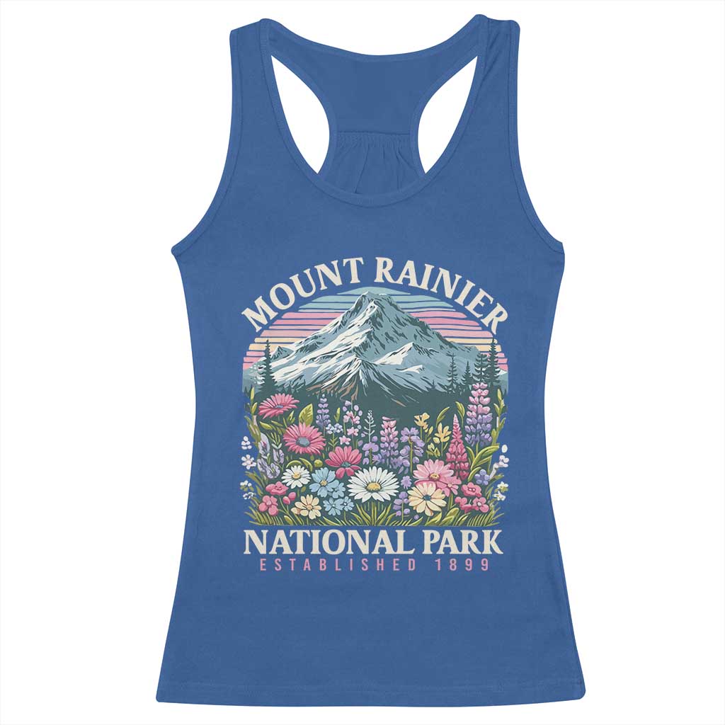 Mount Rainier National Park Racerback Tank Top Retro Vintage Wildflowers