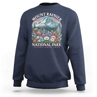 Mount Rainier National Park Sweatshirt Retro Vintage Wildflowers