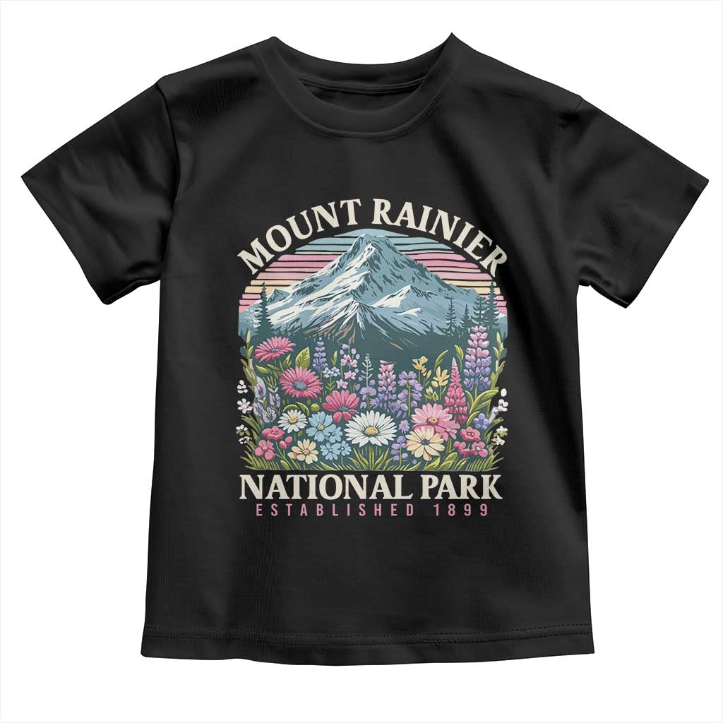 Mount Rainier National Park Toddler T Shirt Retro Vintage Wildflowers