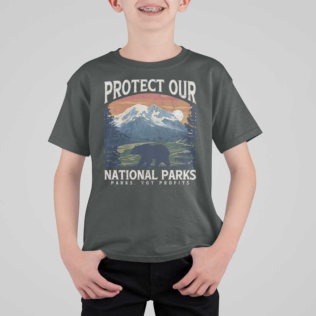 Protect Our National Parks T Shirt For Kid Vintage NPS Bear Mountains