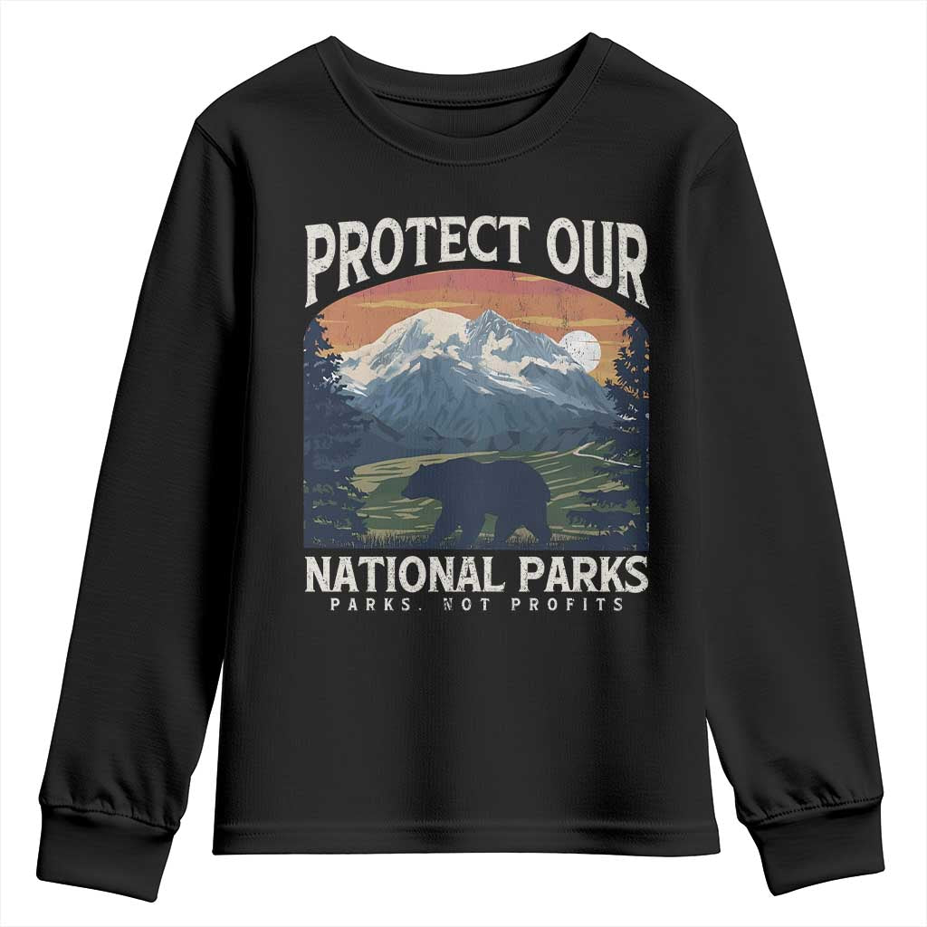 Protect Our National Parks Youth Sweatshirt Vintage NPS Bear Mountains