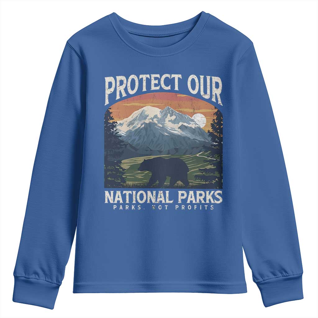 Protect Our National Parks Youth Sweatshirt Vintage NPS Bear Mountains