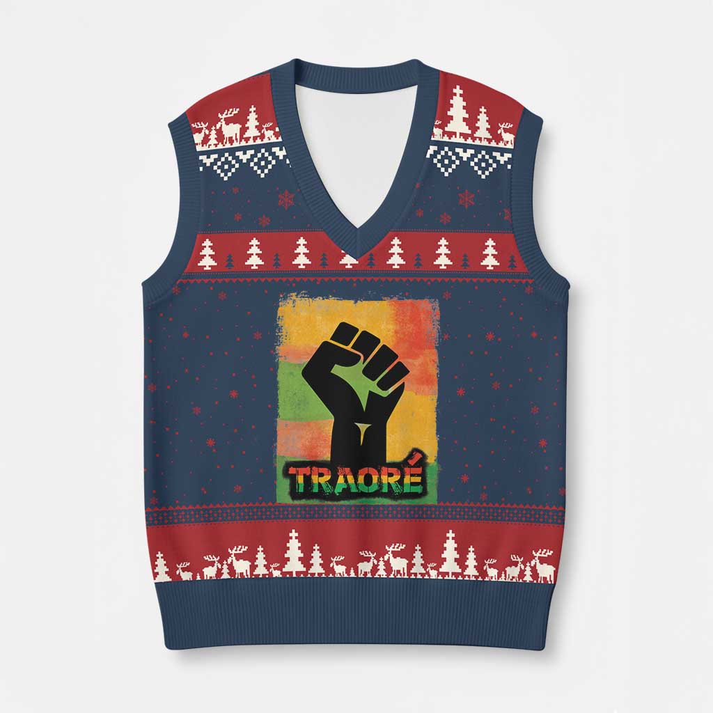 Burkina Faso Ibrahim Traoré V-Neck Knit Sweater Vest - Wonder Print Shop