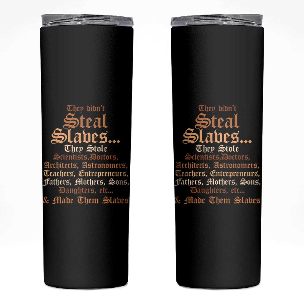 They Didn't Steal Slaves Black History Skinny Tumbler Juneteenth Black Freedom