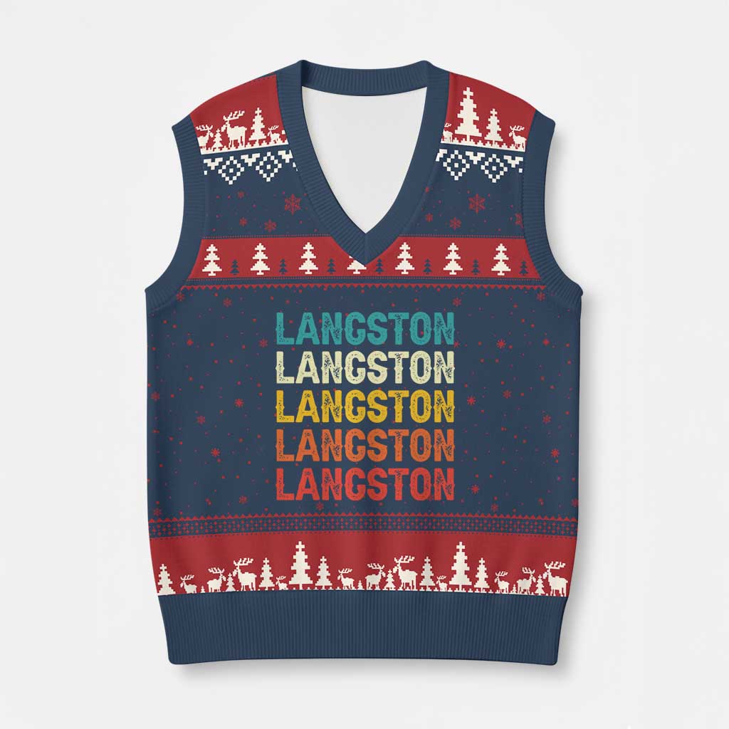 Langston V-Neck Knit Sweater Vest Oklahoma Retro Vintage City