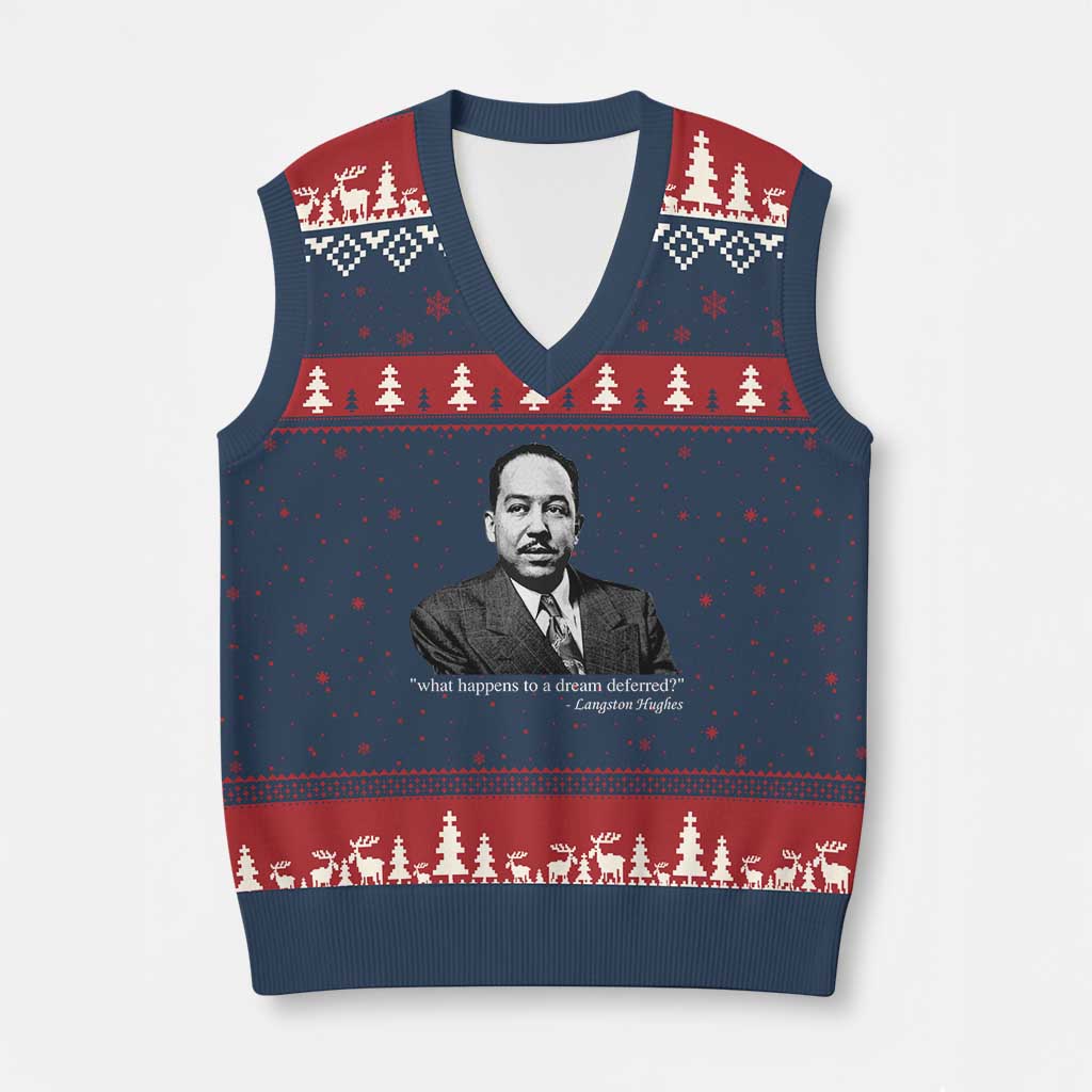 Langston Hughes V-Neck Knit Sweater Vest A Dream Deferred Juneteenth Black History Civil Right - Wonder Print Shop