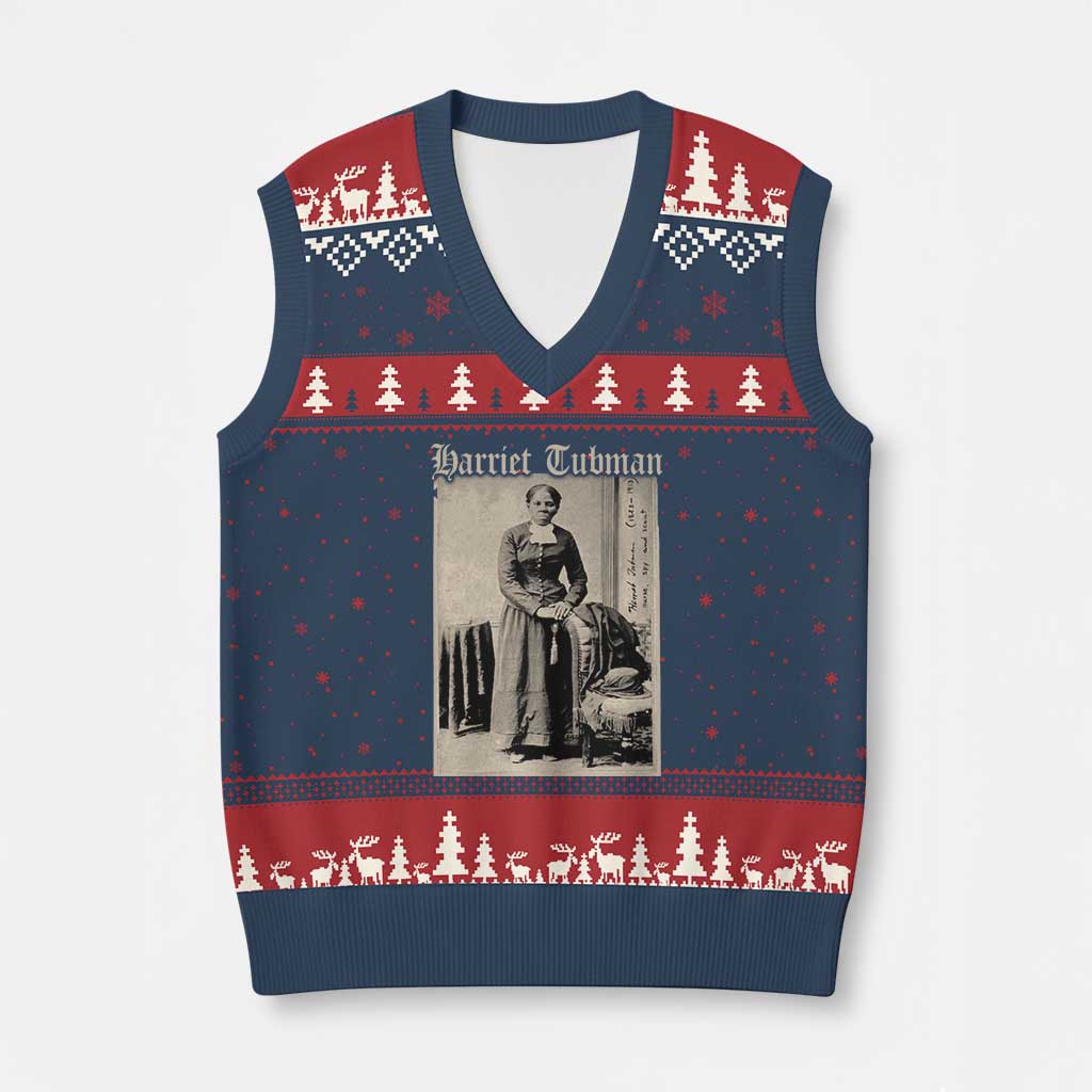 Harriet Tubman V-Neck Knit Sweater Vest Juneteenth Black History Freedom - Wonder Print Shop