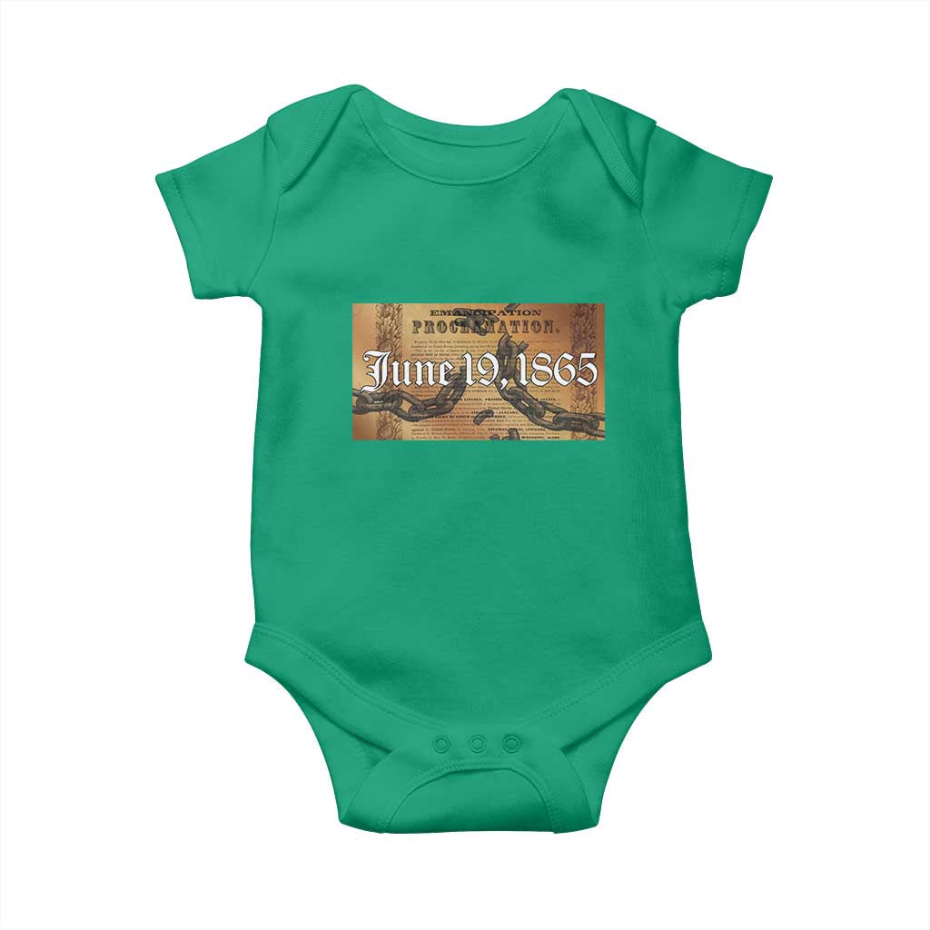 Juneteenth Emancipation Proclamation End of Slavery Baby Onesie Black Freedom History